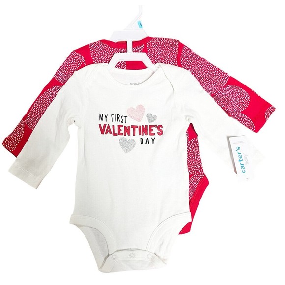 NWT Carter's Valentines Day One-Piece Long Sleeve Playsuits Infant Size 6 months - Picture 1 of 5